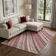 10' X 14' Burgundy Gray And Ivory Striped Washable Area Rug With UV Protection
