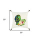 White Green Embroidered Artichoke Throw Pillow