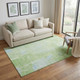 5' X 8' Green And Sky Blue Abstract Washable Area Rug With UV Protection