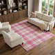8' X 10' Blush Ivory And Orange Plaid Washable Area Rug With UV Protection
