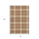 10' X 14' Rust Beige And Brown Plaid Washable Area Rug With UV Protection