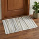 3' X 5' Ivory Beige And Taupe Striped Washable Area Rug With UV Protection