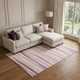 10' X 14' Pink Ivory And Blush Striped Washable Area Rug With UV Protection