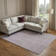 9' X 12' Lavender Ivory And Gray Striped Washable Area Rug With UV Protection