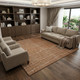 8' X 10' Rust Ivory And Gray Striped Washable Area Rug With UV Protection