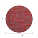 8' Red And Burgundy Geometric Washable Round Rug With UV Protection