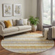 8' Gold Gray And Ivory Striped Washable Round Rug With UV Protection
