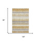 8' X 10' Gold Gray And Ivory Striped Washable Area Rug With UV Protection