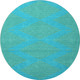 8' Aqua And Lime Green Geometric Washable Round Rug With UV Protection