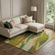 9' X 12' Green Copper And Peach Abstract Washable Area Rug With UV Protection
