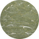 8' Olive Green Ivory And Gold Abstract Washable Round Rug With UV Protection