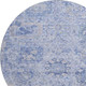 8' Sky Blue Gray And Ivory Damask Washable Round Rug With UV Protection