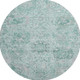 8' Teal Gray And Ivory Damask Washable Round Rug With UV Protection