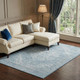 8' X 10' Sky Blue And Ivory Medallion Washable Area Rug With UV Protection