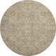8' Beige And Coral Oriental Washable Round Rug With UV Protection