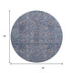 8' Blue And Brown Oriental Washable Round Rug With UV Protection