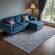 9' X 12' Blue And Brown Oriental Washable Area Rug With UV Protection