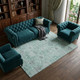 8' X 10' Teal Silver And Gray Damask Washable Area Rug With UV Protection