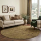 8' Brown And Coffee Medallion Washable Round Rug With UV Protection