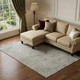10' X 14' Pewter And Silver Medallion Washable Area Rug With UV Protection