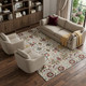 9' X 12' Ivory Gold Red And Teal Floral Washable Area Rug With UV Protection