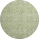 8' Artichoke Green And Beige Floral Washable Round Rug With UV Protection