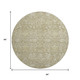 8' Taupe And Beige Floral Washable Round Rug With UV Protection