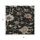 8' X 10' Black Ivory And Beige Floral Washable Area Rug With UV Protection