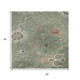 5' X 8' Artichoke Green Copper And Beige Floral Washable Area Rug With UV Protection