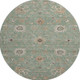 8' Artichoke Green Copper And Beige Floral Washable Round Rug With UV Protection
