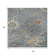 10' X 14' Denim Blue Beige And Copper Floral Washable Area Rug With UV Protection