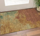 3' X 5' Rust Gold And Teal Abstract Washable Area Rug With UV Protection