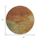 8' Rust Gold And Teal Abstract Washable Round Rug With UV Protection