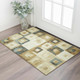 3' X 5' Beige Teal And Gold Geometric Washable Area Rug With UV Protection