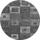 8' Black Silver And Gray Geometric Washable Round Rug With UV Protection