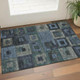 3' X 5' Blue And Green Geometric Washable Area Rug With UV Protection