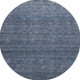 8' Navy Blue And Beige Geometric Washable Round Rug With UV Protection