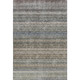 9' X 12' Taupe Beige And Blue Striped Washable Area Rug With UV Protection