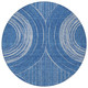 8' Navy Blue And Sky Blue Round Geometric Washable Indoor Outdoor Area Rug