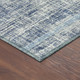 5' X 8' Denim Blue Ivory And Beige Striped Washable Indoor Outdoor Area Rug