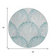 8' Teal Blue And Ivory Round Seashell Washable Indoor Outdoor Area Rug
