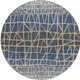 8' Blue Beige And Gray Round Geometric Washable Indoor Outdoor Area Rug