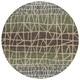 8' Fern Green Brown And Beige Round Geometric Washable Indoor Outdoor Area Rug