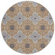 8' Copper Silver And Black Round Quatrefoil Washable Indoor Outdoor Area Rug