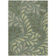 3' X 5' Artichoke Green And Sage Botanical Leaves Washable Indoor Outdoor Area Rug