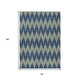 3' X 5' Navy Blue And Beige Geometric Washable Indoor Outdoor Area Rug