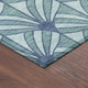 8' Teal Blue And Navy Blue Round Seashell Washable Indoor Outdoor Area Rug