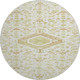 8' X 8' Ivory Salmon And Artichoke Green Floral Washable Round Rug With UV Protection