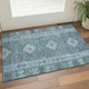 3' X 5' Blue And Pale Aqua Geometric Washable Area Rug With UV Protection