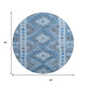 8' X 8' Navy Blue Gray And Silver Geometric Washable Round Rug With UV Protection